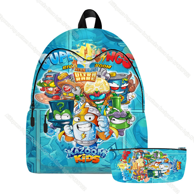 Superthings 8 Kazoom Students Schoolbag with Pencil Case Children Boys Girls Cartoon Anime Kids Teens Backpack