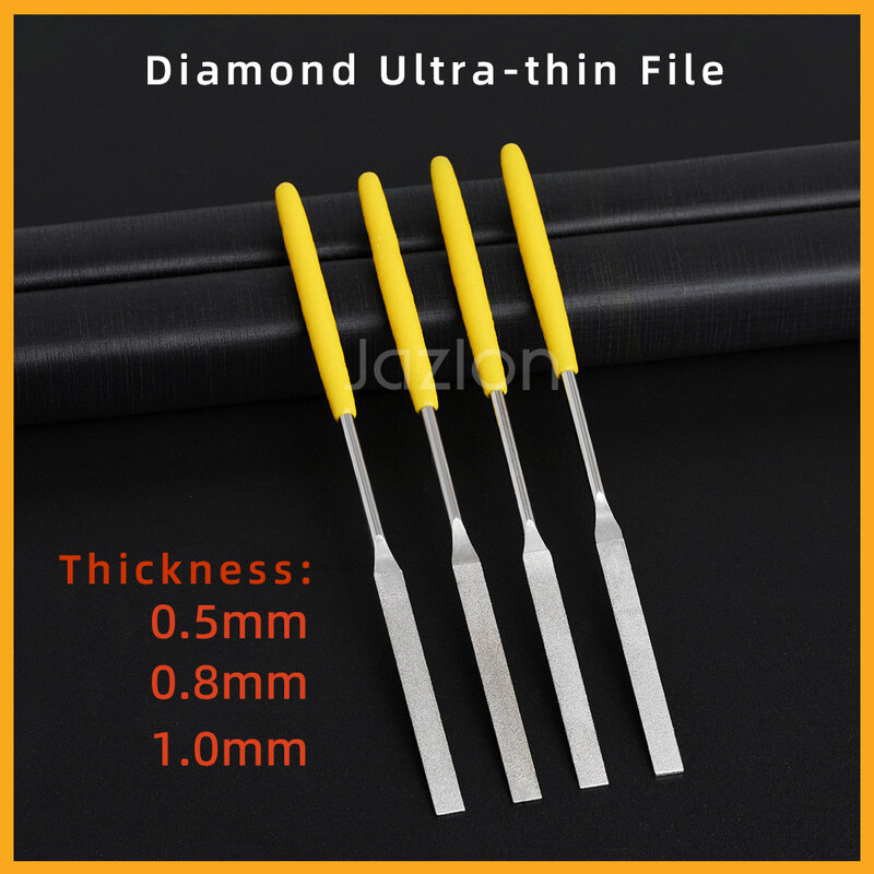 Ultra fino diamante arquivo liso, espessura de 0.5mm, 0.6mm, 0.8mm, 0.9mm, 1/1mm, arquivo de mão plana, faca sortida para moagem, Jade Mold, Etc