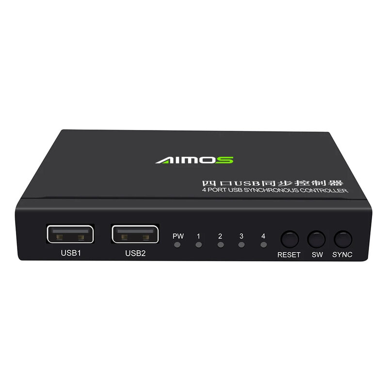 AIMOS-USB Sincronizador com 4 Portas, Teclado de Liga de Alumínio e Mouse Controlador Síncrono, KVM Switcher, Ampla Compatibilidade, AM-KM402