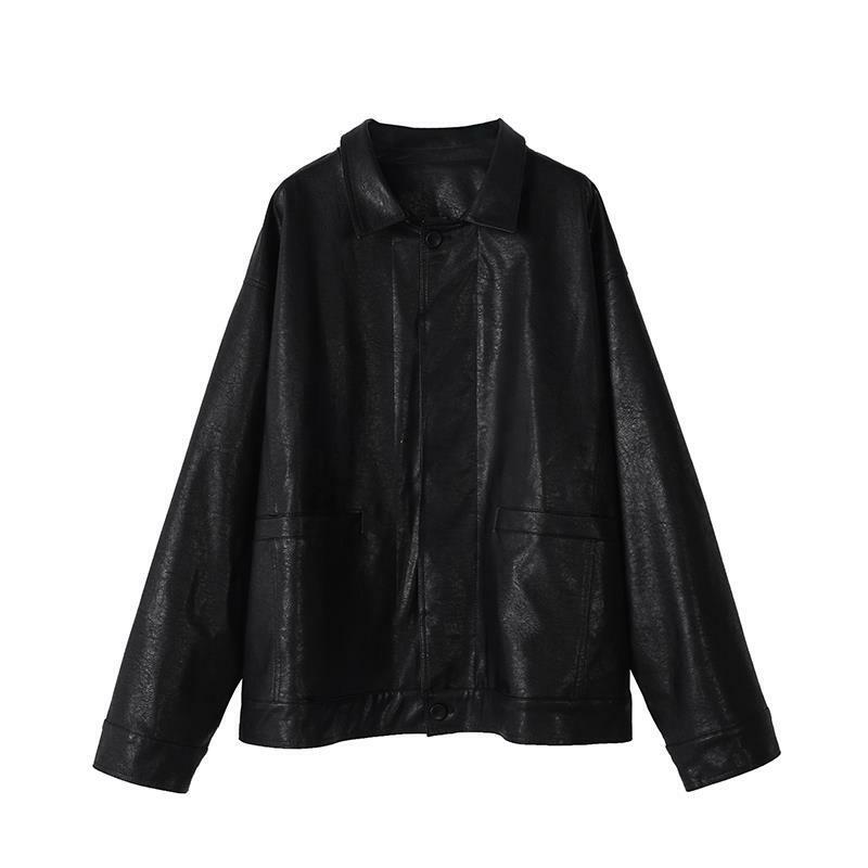 Veste de moto en cuir noir pour femme, veste de motard mince, coréen, mode streetwear, automne, hiver, 2021