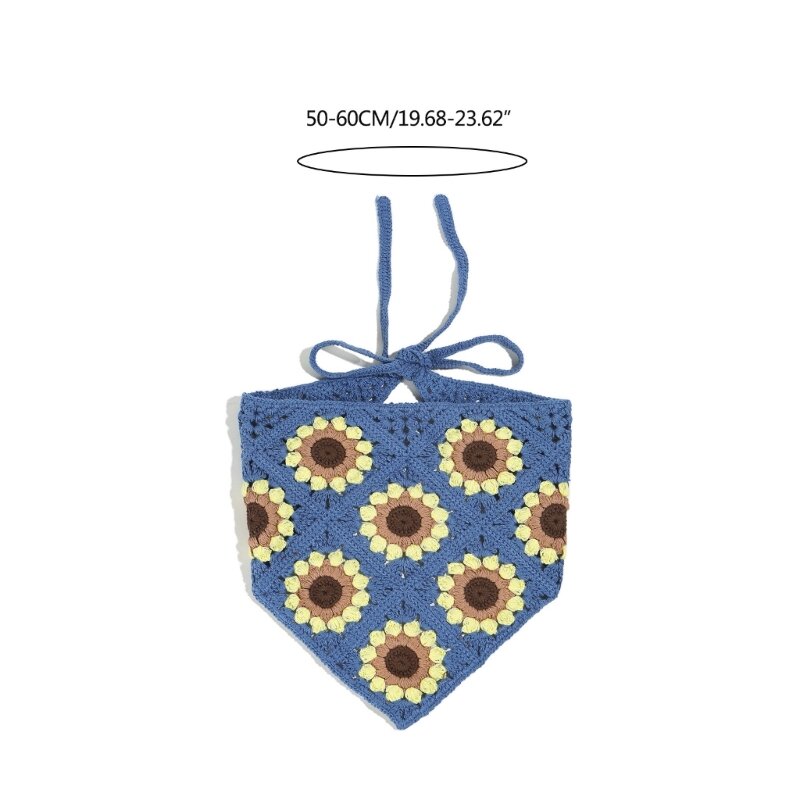Y166 Foulard floreale in stile bohémien per sciarpa da strada con triangolo a scatto, copricapo decorativo, accessori per da