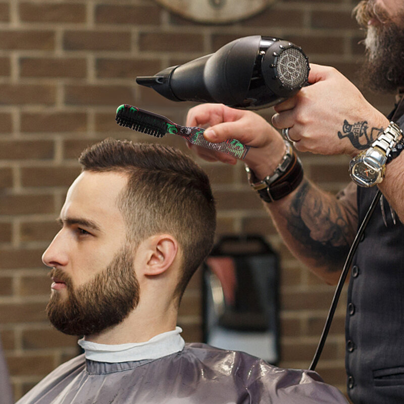 Двухсторонняя Расческа с принтом, щетка для укладки бороды, профессиональная щетка для бритья бороды, парикмахерская расческа для удаления сломанных волос для мужчин