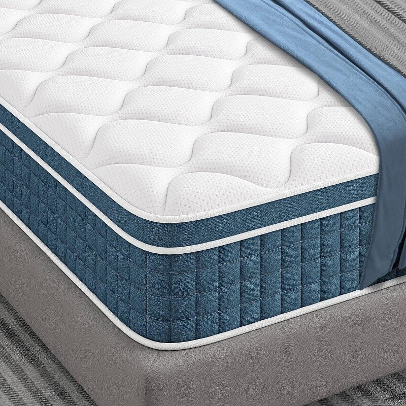 Queen Mattress , Hybrid Queen Bed Mattress with Individual Pocket Springs and Pressure-Relieving Memory Foam, Breathable, Medium