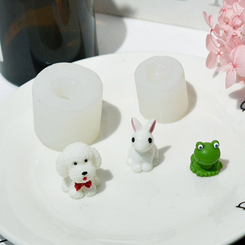 Mini soporte de molde de vela de silicona de animales, herramienta de fabricación de manualidades de jabón de yeso aromático creativo, molde de vela de cera perfumada hecho a mano