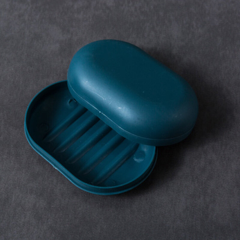 Jabonera ovalada con tapa, caja de almacenamiento supersellada, impermeable, de plástico, para viaje, baño y hogar