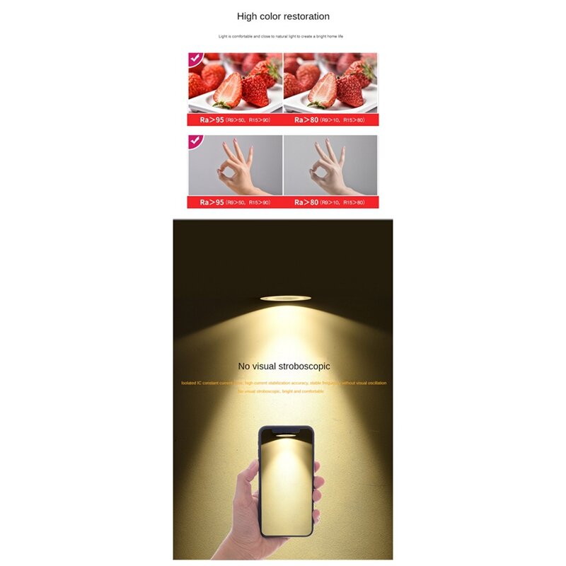 Anti-Glare Led Reflector Spotlight Narrow Embedded Ultra-Thin 12W Led COB Downlight For Dining Corridor Room Lighting