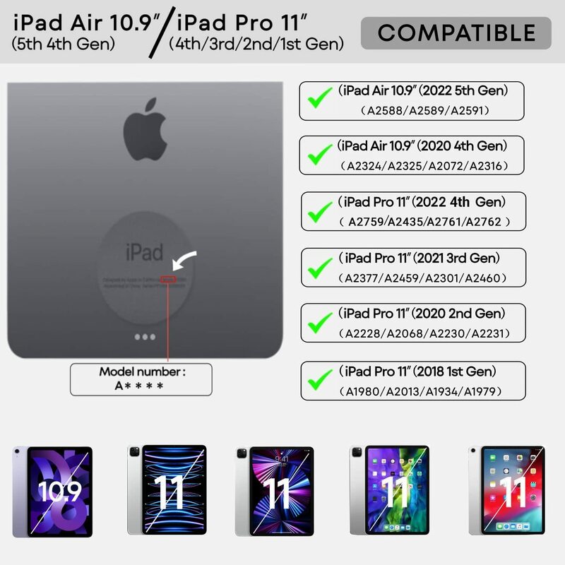 Goojjoq-iPad Pro用マジックキーボード、11インチ、第4世代、第2世代、ipad air 6、11、2024、air 4、5、フローティングサポート、Bluetooth