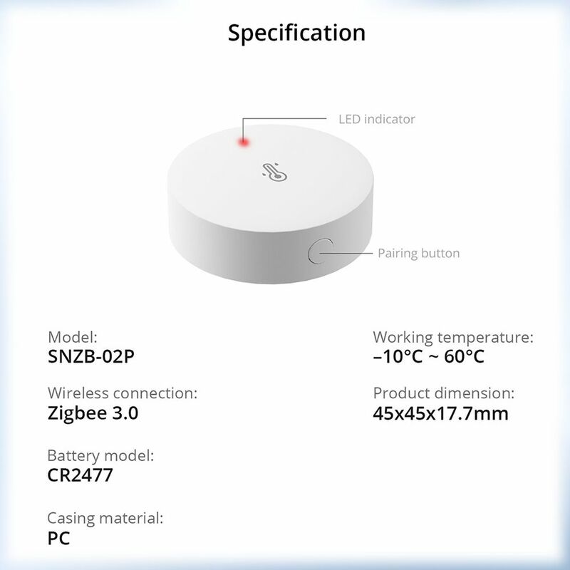 SONOFF SNZB-02P 지그비 온도 습도 센서, 스마트 홈 온도계 감지기 모니터, 알렉사 구글 ZB 브리지와 작동