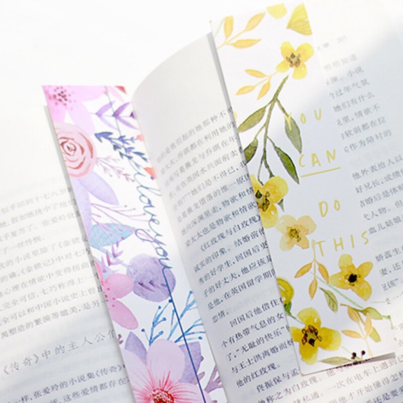 Marcapáginas flores hermosas, tarjetas mensajes, marcapáginas papel, punto libro, 30 Uds.