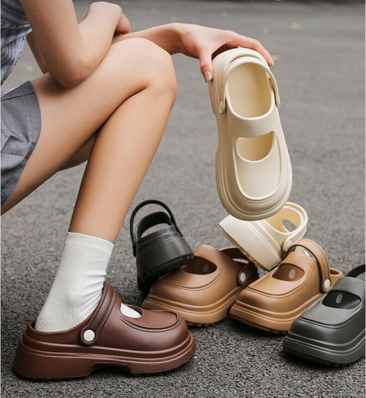 Zapatos de cueva para mujer, sandalias antideslizantes de EVA, estilo británico, informales, Retro