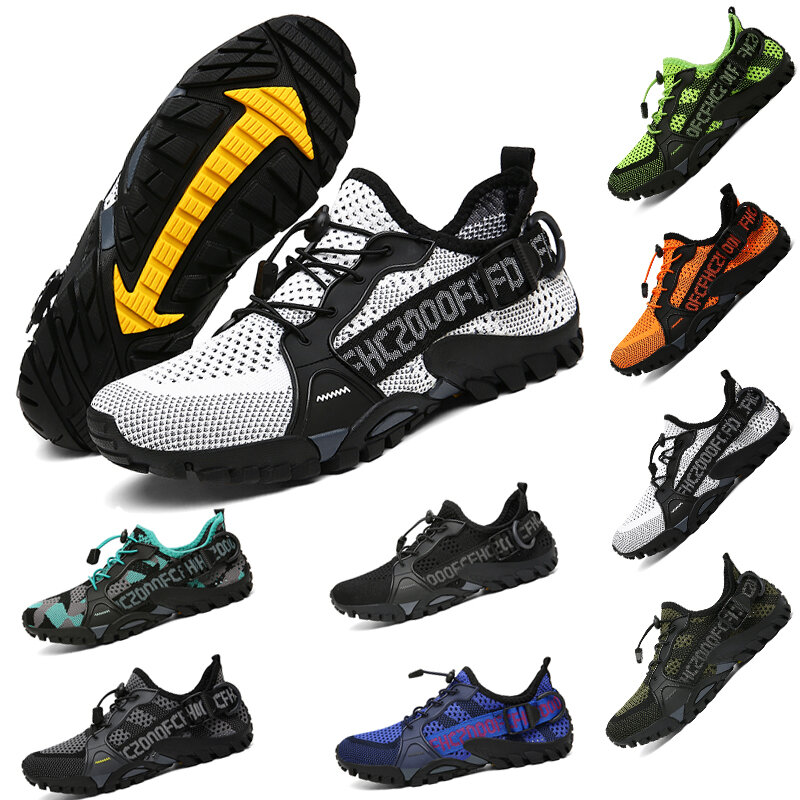 Sapatos masculinos de couro respirável, sapatos ao ar livre, resistentes ao desgaste, caminhadas, caça, tênis táticos, novos, 2024