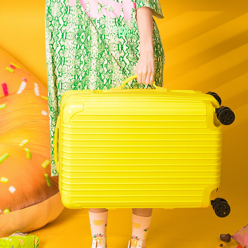Pluenli neues Gepäck bonbon farbener Trolley-Koffer männliche und weibliche Studenten trend iges Black-Box-Gepäck