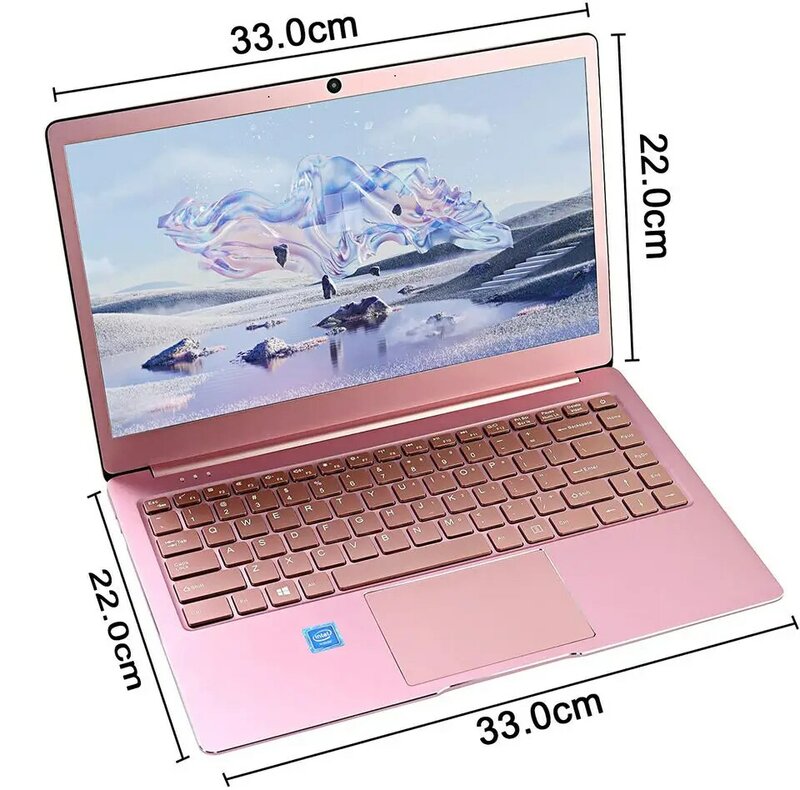 CRELANDER Pink Laptop 14 inci Intel J4125 prosesor 8GB DDR4 Windows 10 Notebook logam PC komputer portabel untuk siswa