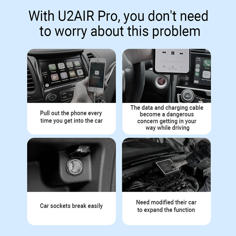 Ottocast-adaptador inalámbrico Apple CarPlay serie U2Air para coche, suministros para vehículos inteligentes con cable OEM, sistemas inteligentes