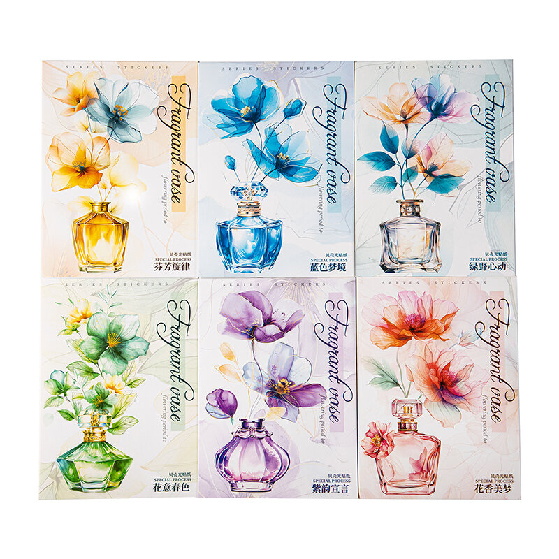 12packs/LOT Fragrant vase flowering period series markers photo album decoration PET sticker