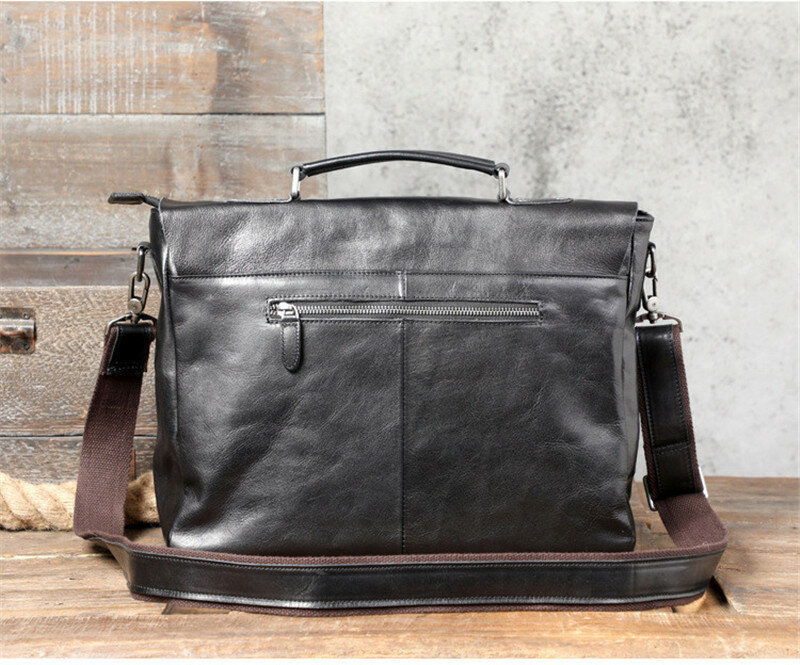 Fashion high-quality genuine leather men's briefcase business natural real cowhide handbag luxury business laptop messenger bags