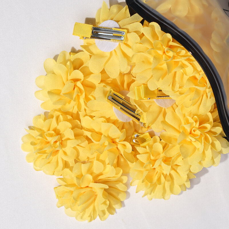 20PCS 2" Chiffon Flower Hair Bows Fully Lined Flower Tiny Hair Clips Fine Hair Girls for Infants Toddlers Set of 20