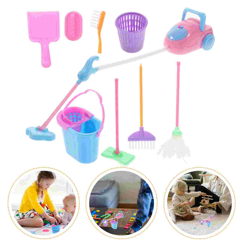 Mini-Haus reinigungs werkzeuge Kind so tun, als würde er Spielzeug-Reinigungs werkzeug spielen