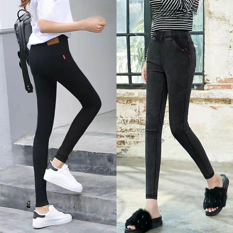 Женские джинсы с эластичным поясом, облегающие леггинсы на весну и осень, тонкие брюки-карандаш с высокой талией для женщин, новинка 2023