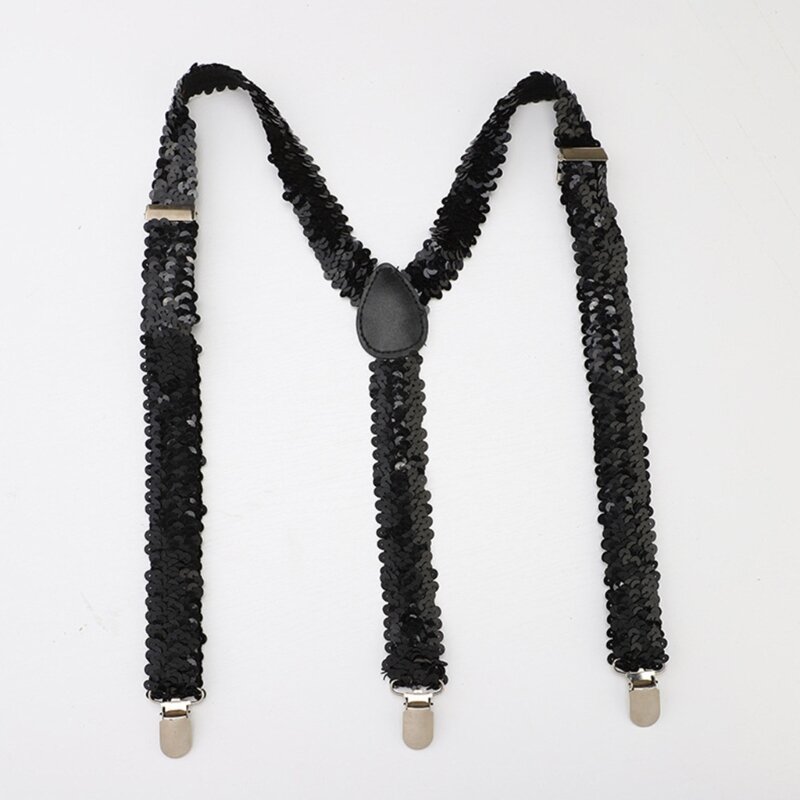 Bretelle con paillettes brillanti per uomo e donna Costume con bretelle elastiche larghe regolabili per impieghi gravosi e resistenti