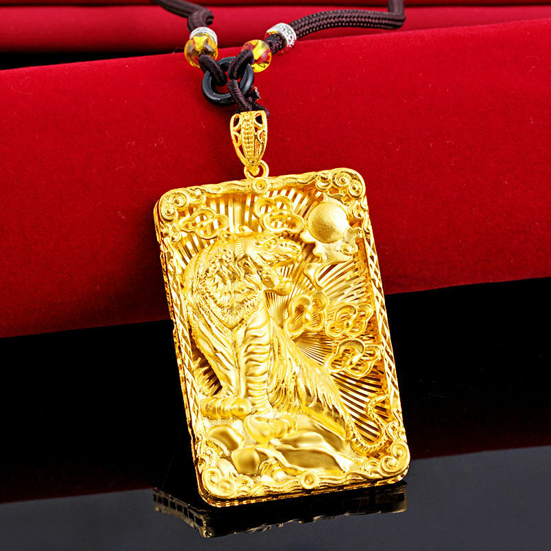 Gold-plated Mountain Tiger Guan Gong Kirin Monkey King Qi Tian Da Sheng Pendant Double-layer Color-free Tab for Men and Women