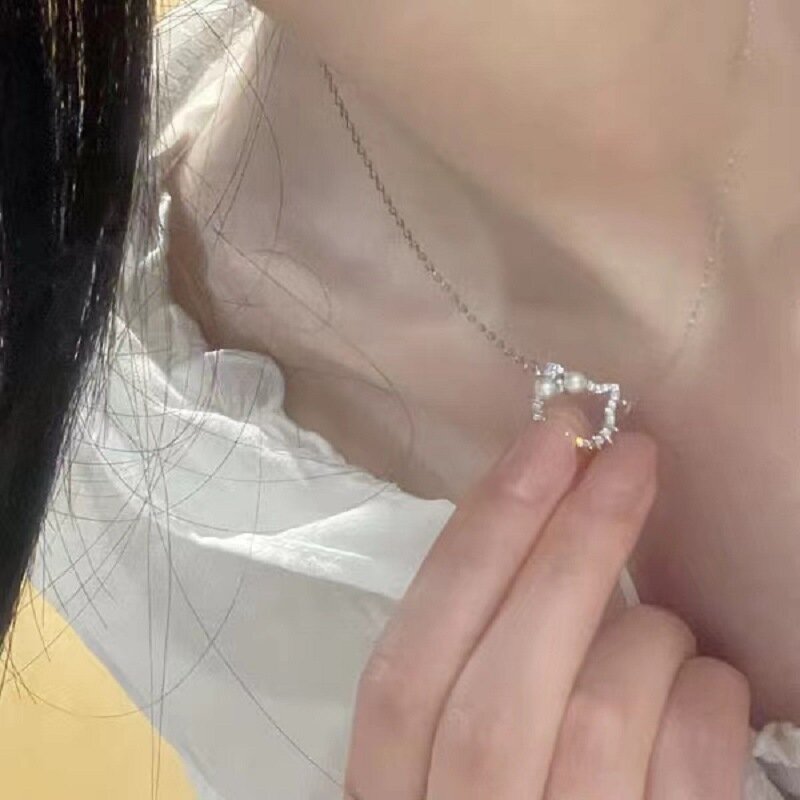 Sanrio Kawaii Hellokitty ожерелье прекрасное и простое ожерелье заполненное бриллиантами и жемчугом подарок для девушки подруги подарок на день рождения