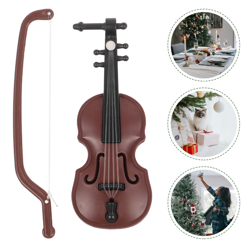 15/20pcs Mini Violin Models Toys Miniature Wooden Musical Instruments Collection Dollhouse Furniture Decoration