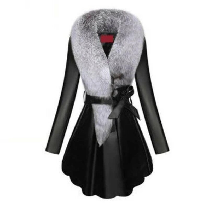 Cappotto di pelliccia sintetica moda donna inverno cappotti di montone femminile collari di volpe di colore puro chiusura a scatto s2024 nuovo E95