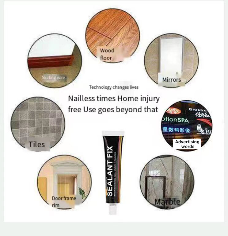 No nail glue, no punching, strong adhesive for wall tiles, anti mold, bathroom waterproofing, household glue
