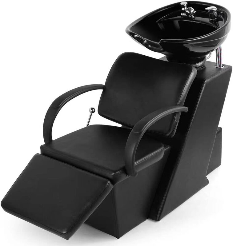 Luxo Hair Wash Basin e Cadeiras Set, Shampoo Chair, Móveis de salão portátil, barato, novo design