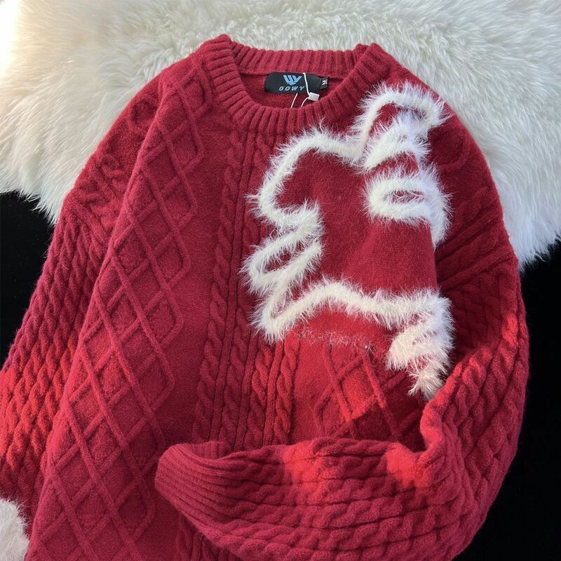 Японский мягкий свитер с кроликом для женщин 2023 новый стиль ленивая атмосфера Y2k корейский Модный пуловер женский свитер большого размера для пар