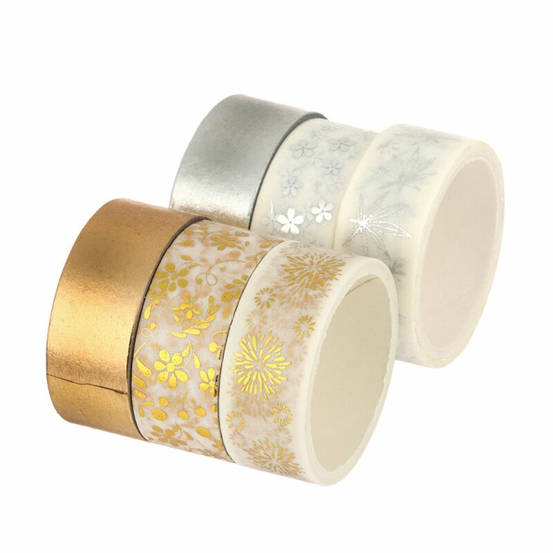 6Rolls/Set Stationery Scrapbooking Bronzing Gold Foil Masking Tape Washi Tape Flower Plant Decorative Sticker