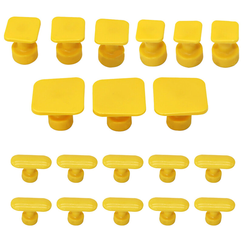 Amarelo Nylon Car Body Repair Tool, Glue Tabs, ferramentas de remoção Dent, acessórios, 1.2x1.2cm, 1.5x1.5cm, 2.5x2.5cm, 1.2x3cm, 9Pcs, PCes 10