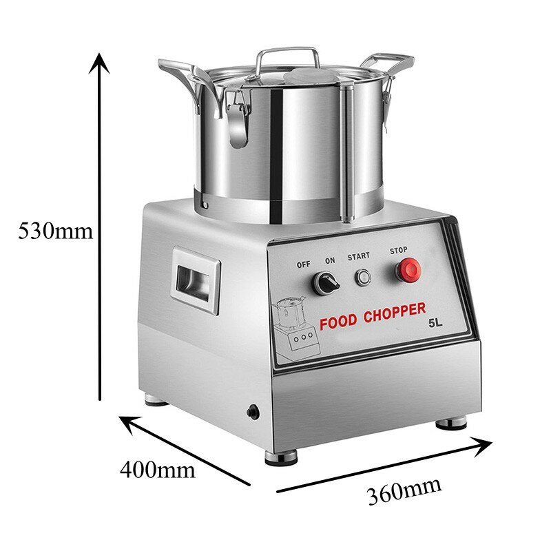 Kitchen Use 5L Food Chopper Stainless Steel Vegetables Meat Cutting Machine Electric Minced Food Processor Tabletop