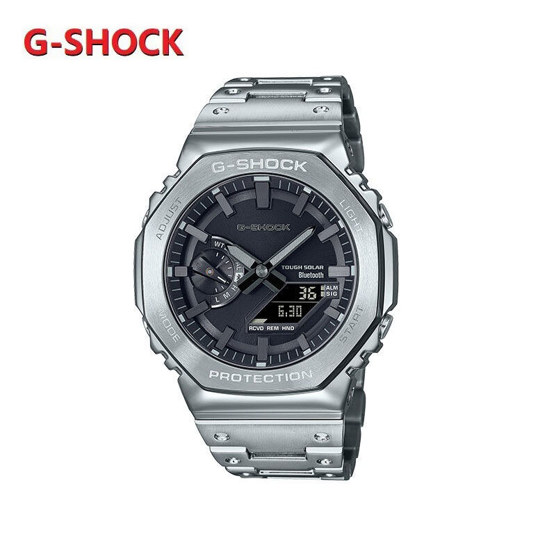 Jam tangan pria seri G-SHOCK, casing logam modis tahan air jam tangan hadiah tenaga surya multifungsi stopwatch
