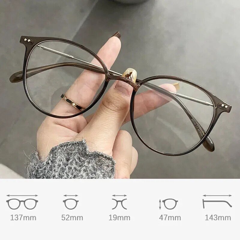 Óculos redondos de miopia para homens e mulheres, óculos bloqueadores de luz azul, óculos de visão próxima, dioptra 0 a-4.0, marca de luxo