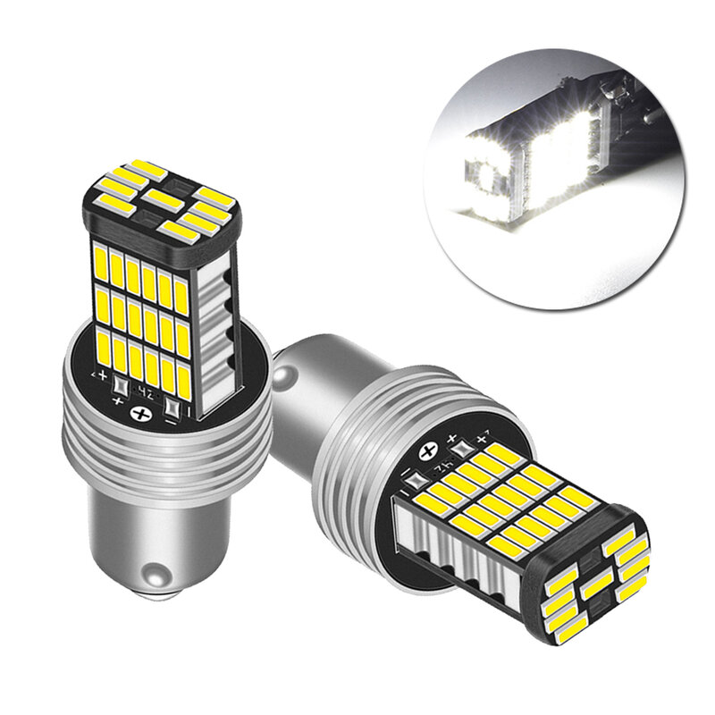 LED 후진등 안개등 방향 지시등 브레이크 램프, 제논 화이트 6500K 4014 SMD LED 칩, 12V, P21W, BA15S, 1156, 7506, 45 개, 2 개