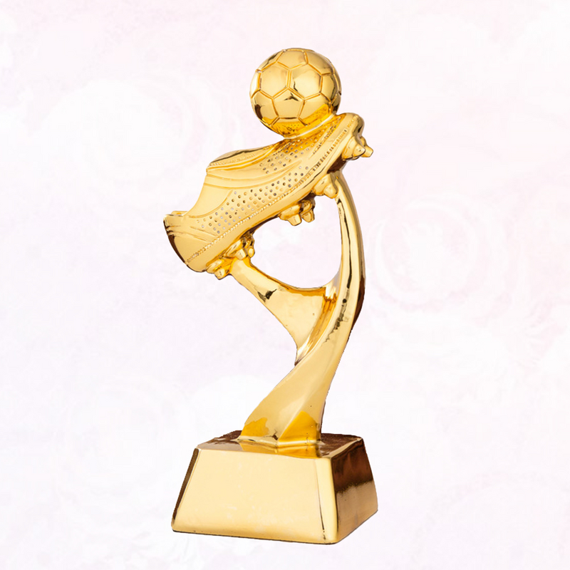 Mini Resin Football Trophy Plating Soccer Match Award Toy with Base for School Kindergarten (Golden)