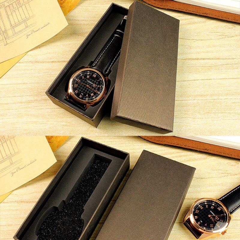 Caixa de exibição de relógio retangular masculino, caixa de armazenamento de relógio mecânico, caixa de presente, high-end, europeu