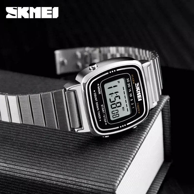 SKMEI นาฬิกาผู้หญิงกันน้ำ3Bar, นาฬิกาสปอร์ตแฟชั่น Jam Tangan Digital หน้าปัดเล็กนาฬิกาสตรี1901 1647 1123