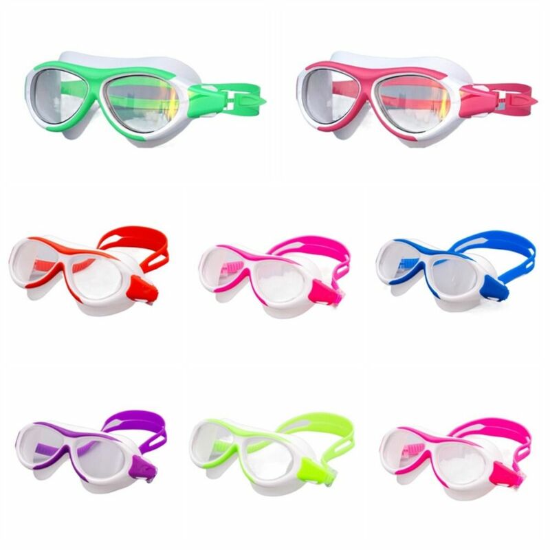 Lunettes de natation HD pour enfants, lunettes de natation pour enfants, grande monture, silicone, anti-buée intégrée