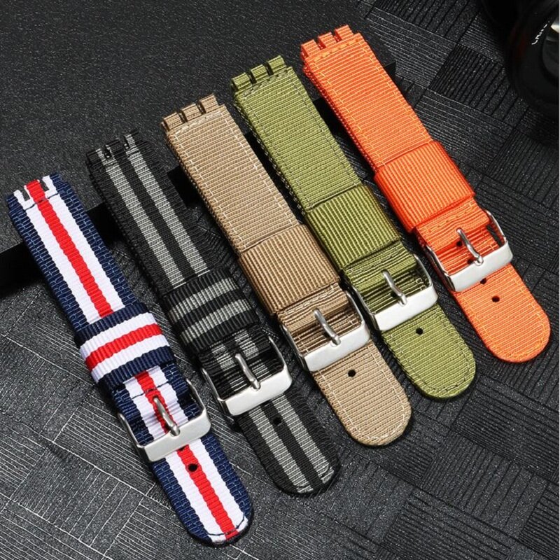 Nylon Watchband for Swatch Strap Buckle For SWATCH Fabric Canvas Watch band 17mm 19mm 20mm Watch Strap accessories