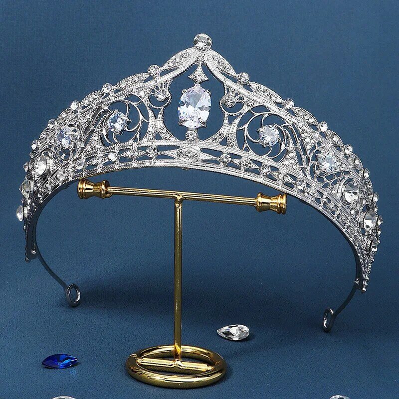 Luxo elegante cristal coroa para mulheres, tiara feminina, festa de aniversário, casamento, baile, cocar, acessórios de cabelo