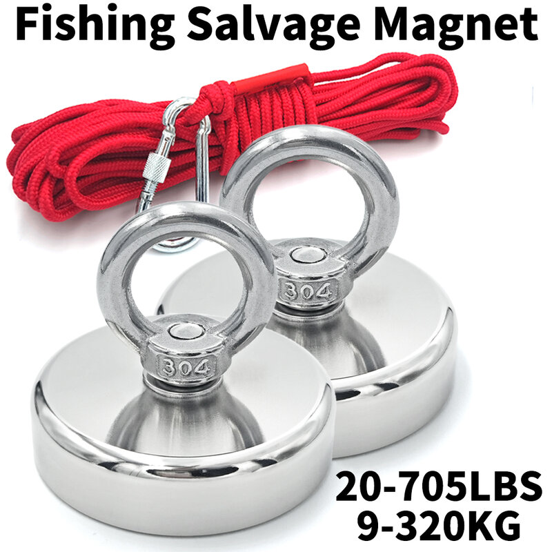 Ganci per magneti da pesca al neodimio Super resistenti magnete per impieghi gravosi N52 con occhiello a foro svasato magneti per ricerca di salvataggio da 16-90mm