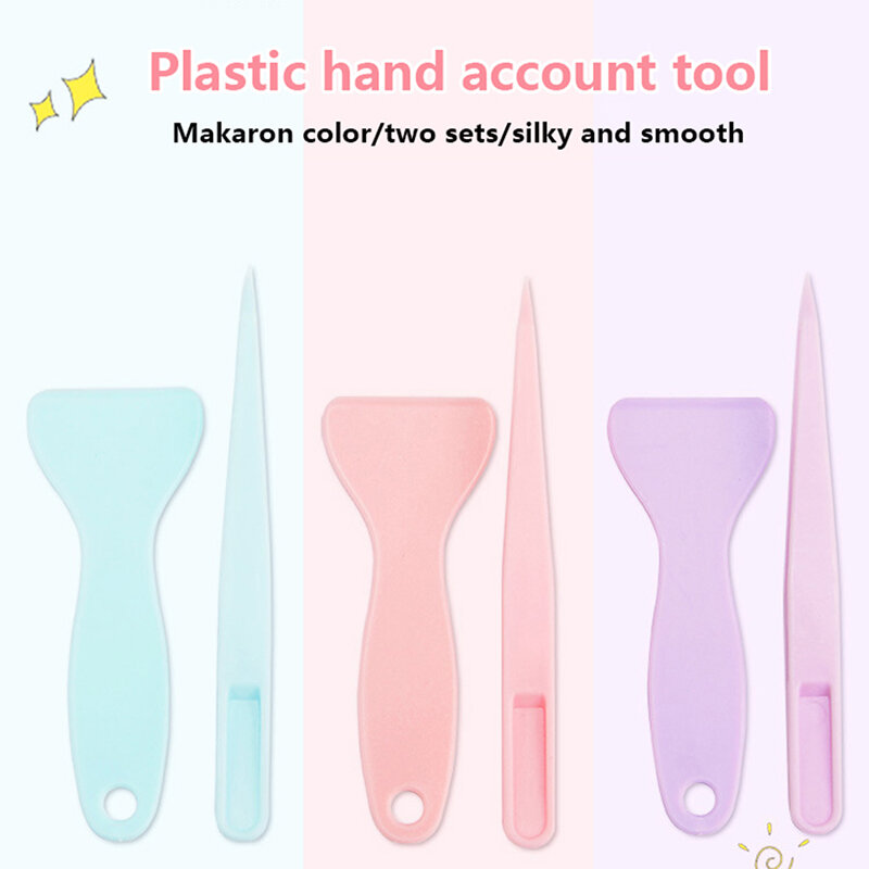 1Set Cute Hand Account Tweezers Colored Plastic Scraper Release Shovel Hard Clip Sticker Stationery