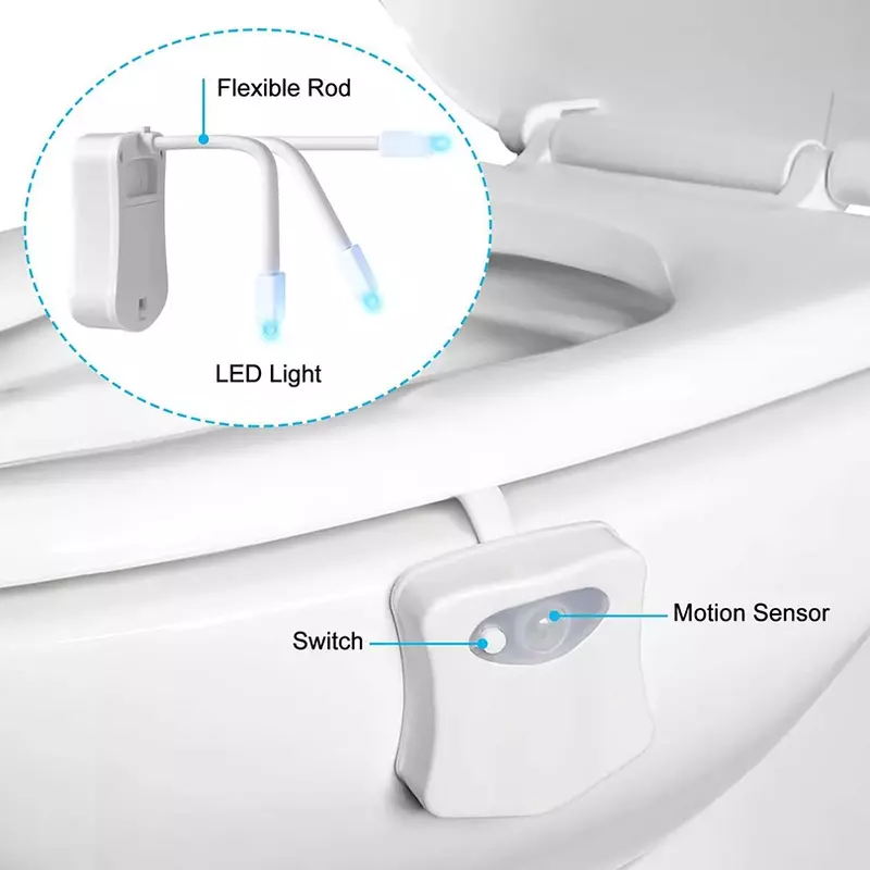 Smart PIR เซ็นเซอร์เคลื่อนไหวกลางคืนไฟห้องน้ำกันน้ำฝาชักโครกสำหรับห้องน้ำชาม Backlight WC LED Luminaria โคมไฟ