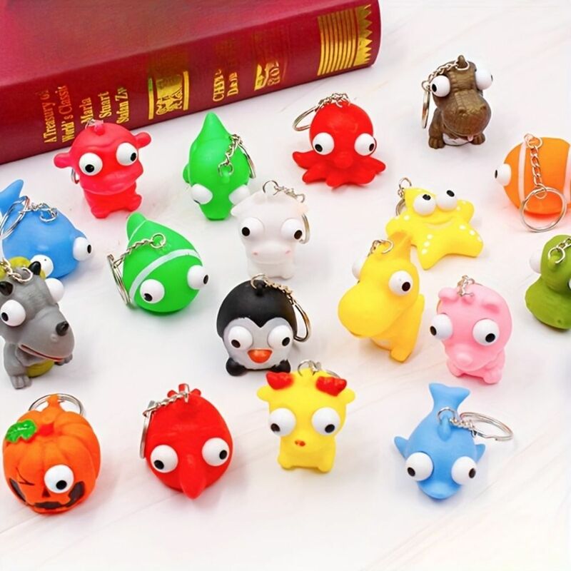 Boring Vent Squeezing Key Chain Reliever Silicone Squeeze Eye Doll Pendant Vent Emotions Work Vent Squeeze Keyring Children