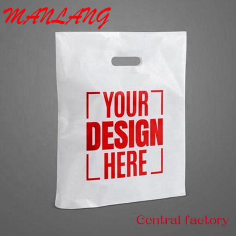 Nadrukowane Logo na zamówienie torba plastikowa z uchwytem LDPE/HDPE torba wycinana torba na zakupy do pakowania odzieży/butów