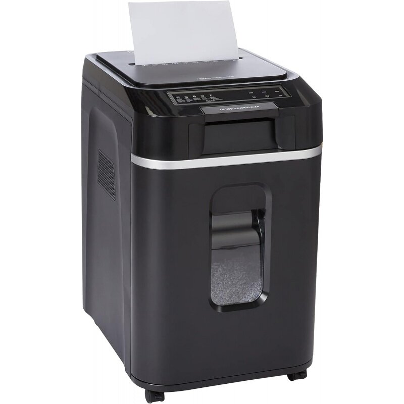 Basics-trituradora de papel de corte cruzado de alimentación automática, 200 hojas, con cesta extraíble, color negro, nuevo