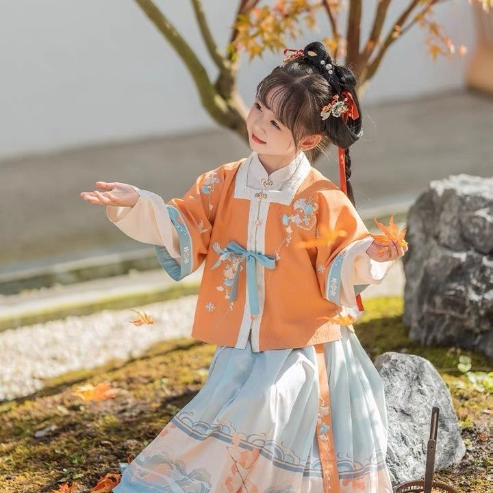 Детский костюм из 3-х предметов для девочек на осень и зиму, костюм для девочек в старинном стиле, Сказочная китайская длинная юбка, Детский костюм Тан, ханьфу LE496
